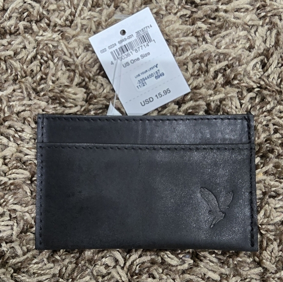 American Eagle NWT Black Leather Card Holder - Picture 1 of 3